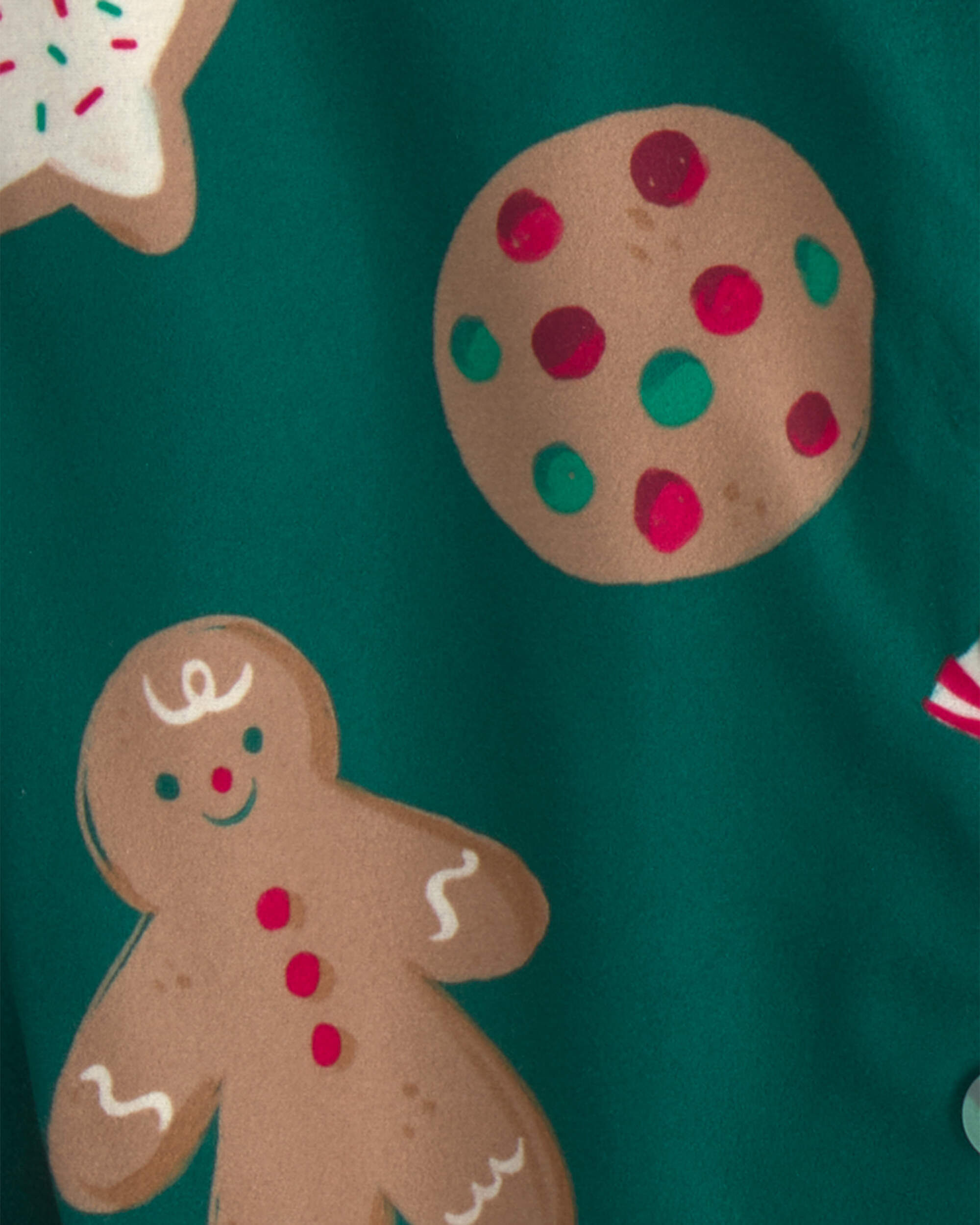 Toddler 2-Piece Christmas Gingerbread Fleece Loose Fit Pajama Set - Green - Image 4