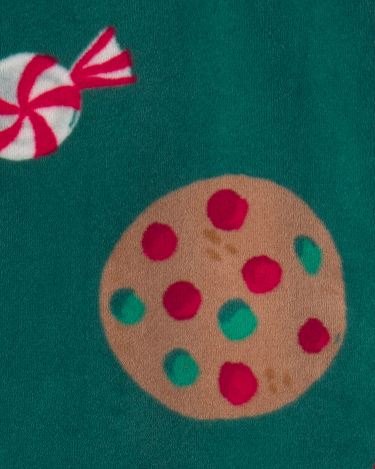 Toddler 1-Piece Christmas Gingerbread DreamPlush Snug Fit Footed Pajama - Green - Image 3