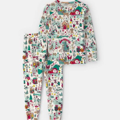 Toddler 2-Piece Christmas Scavenger Hunt 100% Cotton Snug Fit Pajama Set