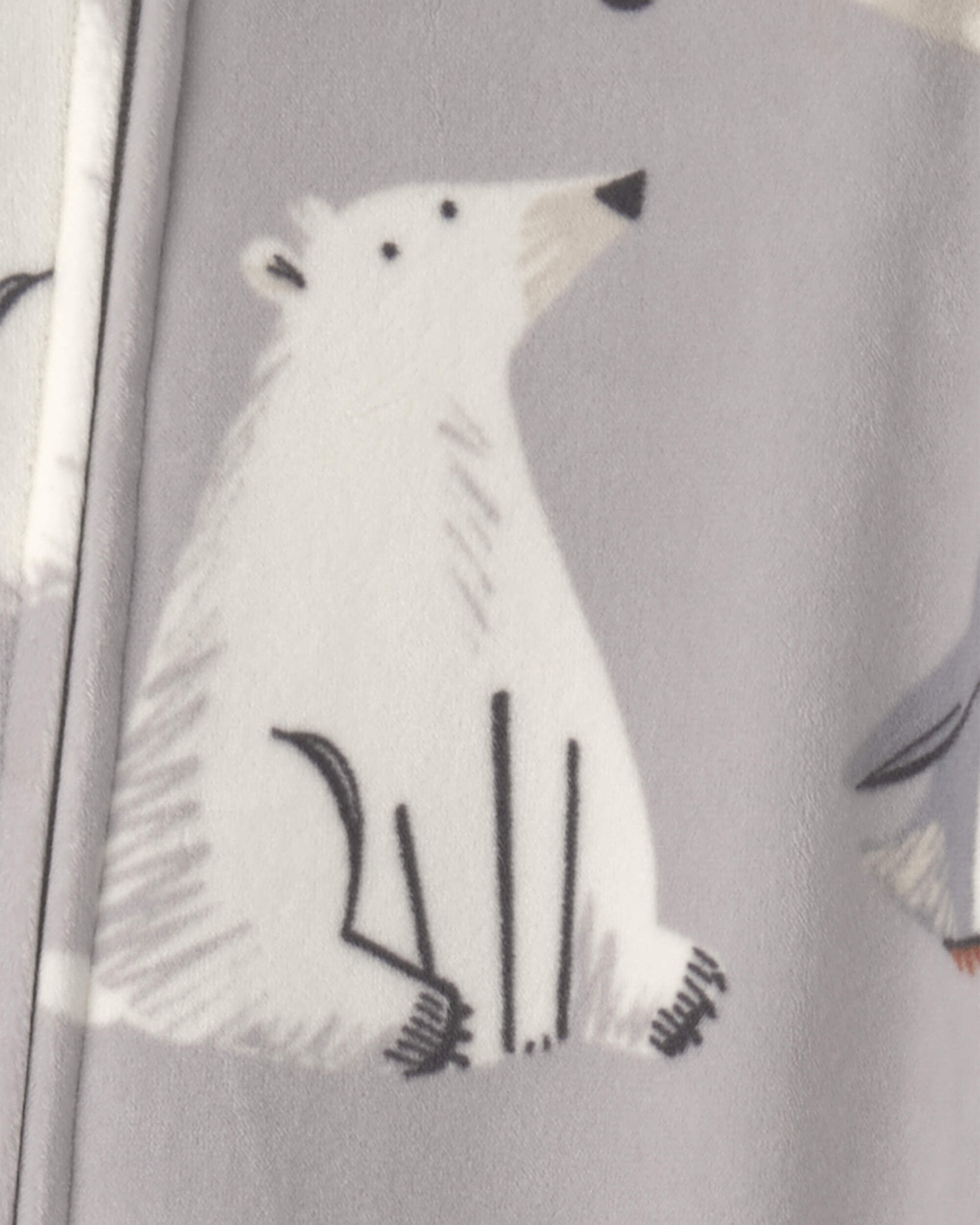 Toddler Boy 1-Piece Winter Animals DreamPlush Snug Fit Footed Pajama - Grey - Image 4