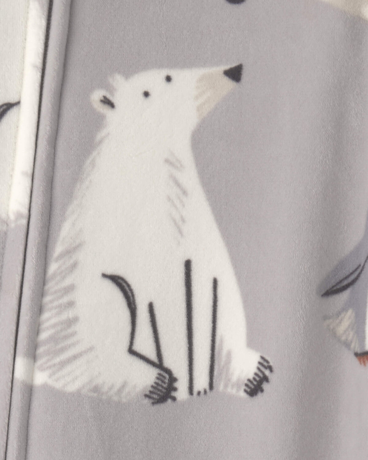 Toddler Boy 1-Piece Winter Animals DreamPlush Snug Fit Footed Pajama - Grey - Image 3