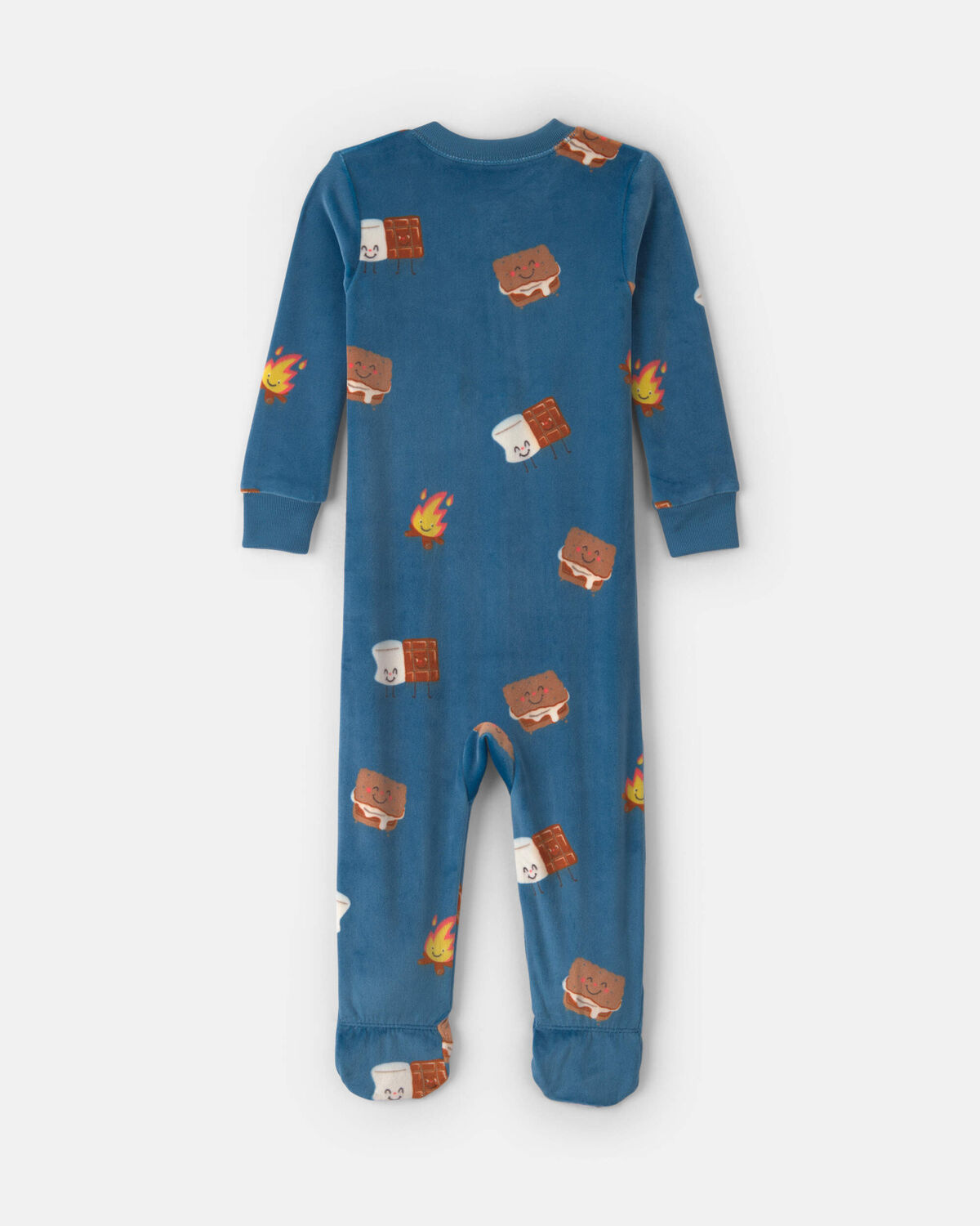 Toddler Boy 1-Piece Smores DreamPlush Snug Fit Footed Pajama - Navy Blue - Image 2