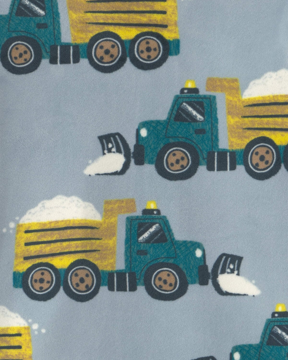 Toddler Boy 2-Piece Snow Trucks DreamPlush Snug Fit Pajama Set - Blue - Image 2