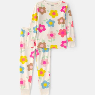 Toddler Girl 2-Piece Floral DreamPlush Snug Fit Pajama Set
