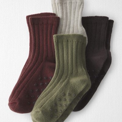Toddler 4-Pack No-Slip Ankle Socks Made with Organic Cotton
