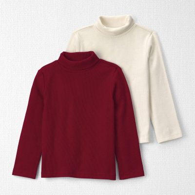 Toddler Girl 2-Pack Organic Cotton Ribbed Mock Neck Tops
