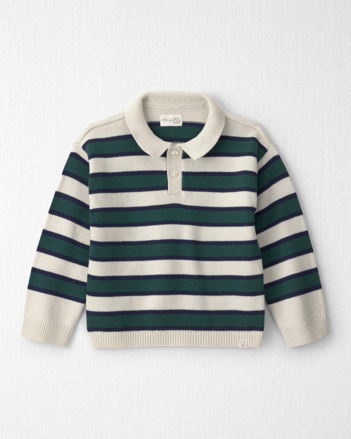 Toddler Boy Organic Cotton Sweater Knit Polo in Stripes