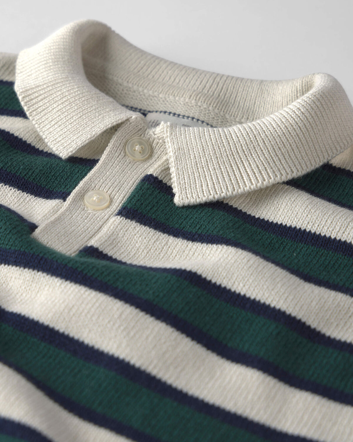 Toddler Boy Organic Cotton Sweater Knit Polo in Stripes - Image 2