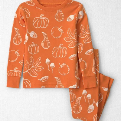 Toddler 2-Piece Organic Cotton Pajamas in Autumn Gourds