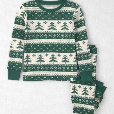 Toddler 2-Piece Fair Isle Waffle Knit Pajamas Made with Organic Cotton