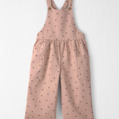 Toddler Girl Organic Cotton Twill Wide Leg Overalls