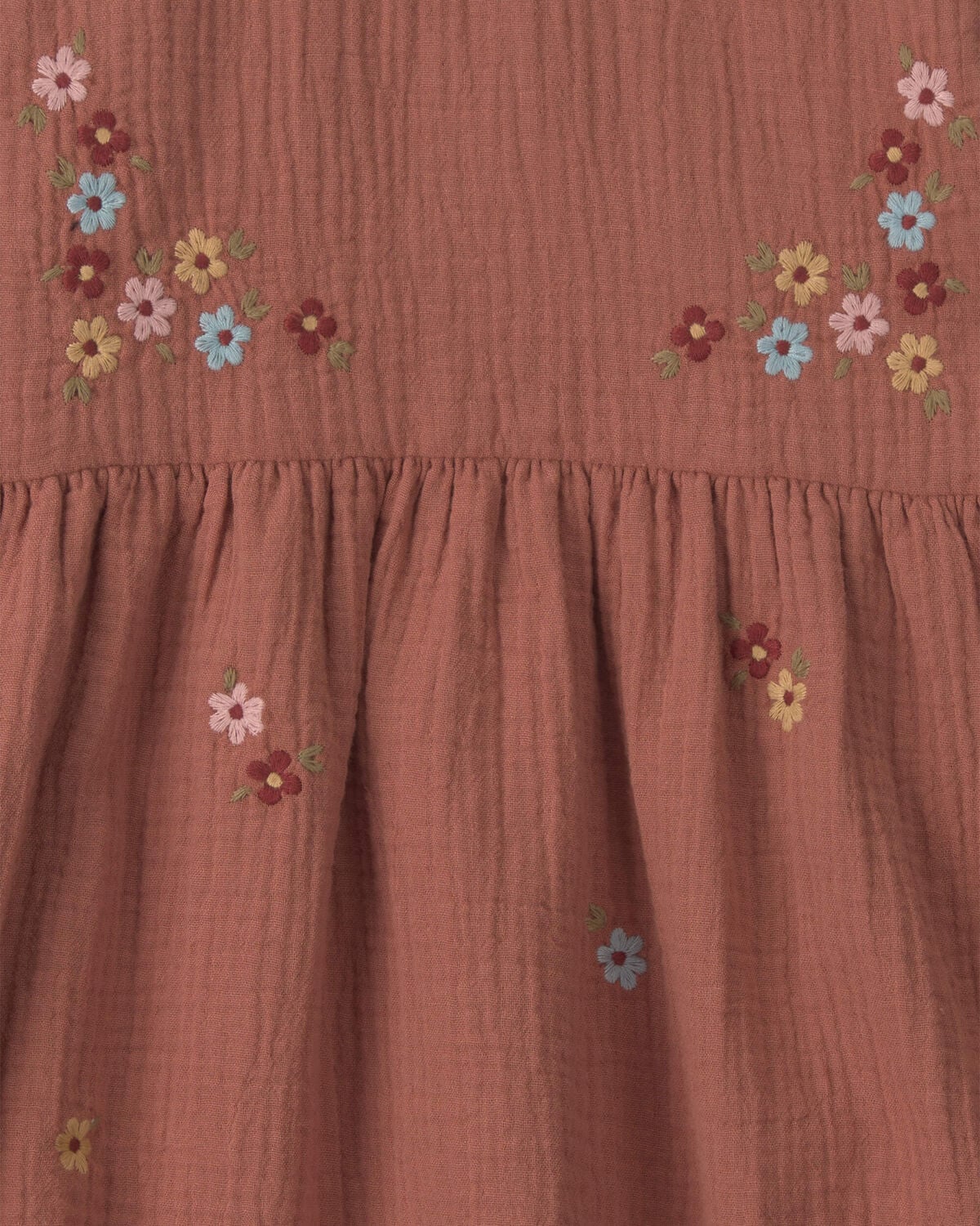 Toddler Girl Organic Cotton Embroidered Gauze Dress - Image 4