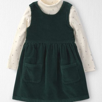 Toddler Girl 2-Piece Organic Cotton Corduroy Jumper Set