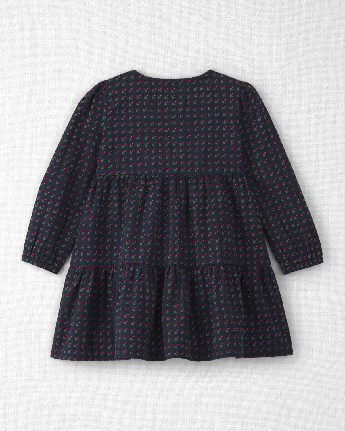Toddler Girl Organic Cotton Dobby Dress in Navy Floral - Image 2