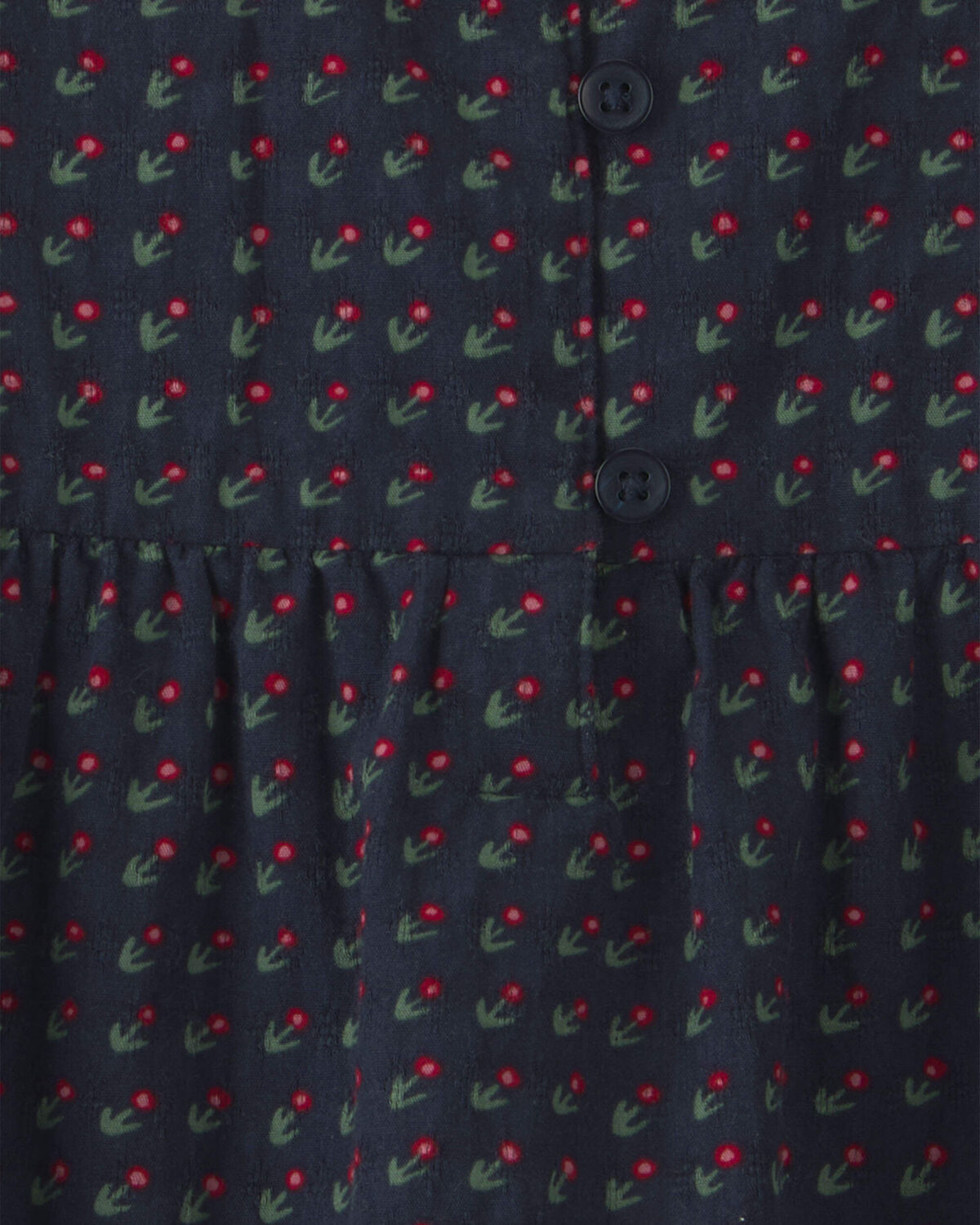 Toddler Girl Organic Cotton Dobby Dress in Navy Floral - Image 4