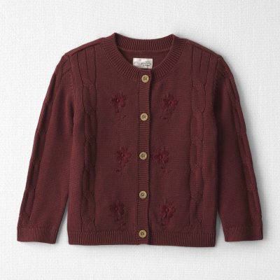 Toddler Girl Organic Cotton Sweater Knit Embroidered Cardigan