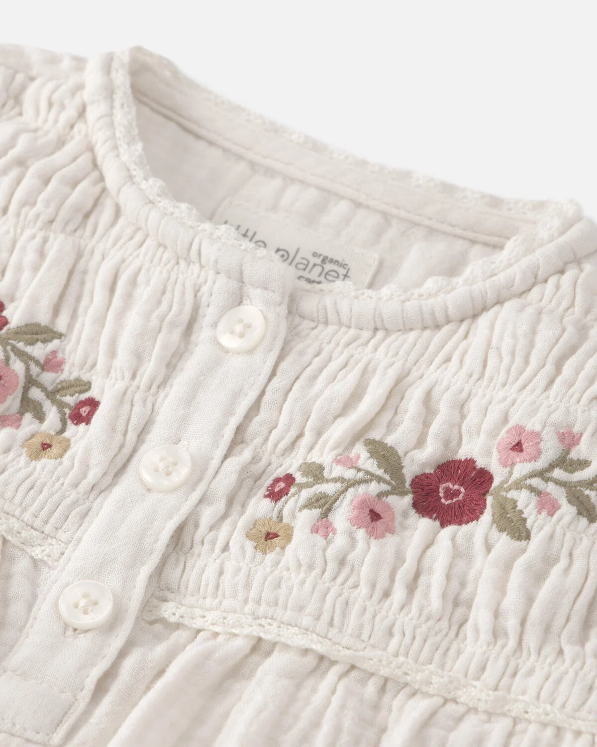 Toddler Girl Organic Cotton Embroidered Gauze Top - Image 2
