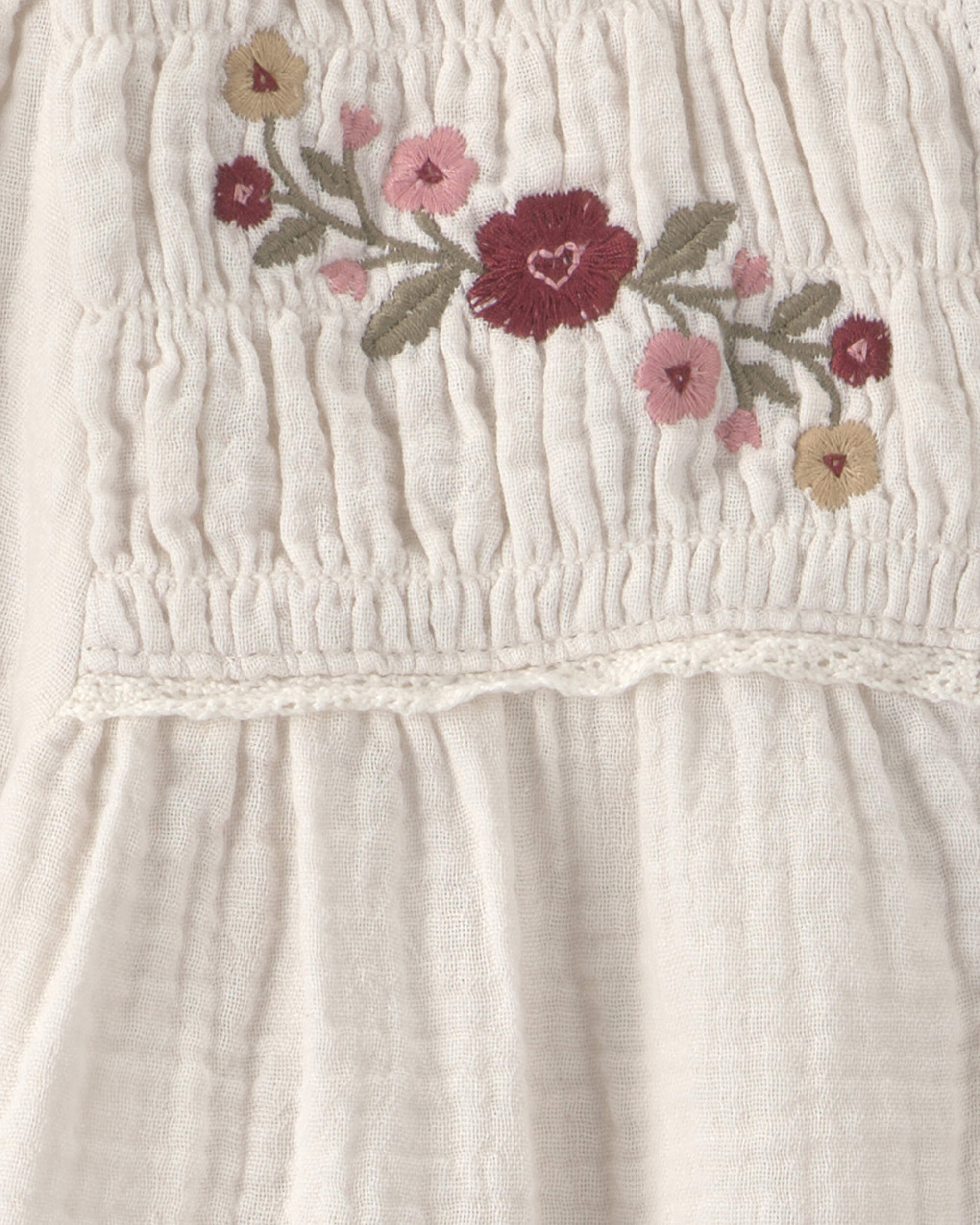Toddler Girl Organic Cotton Embroidered Gauze Top - Image 4