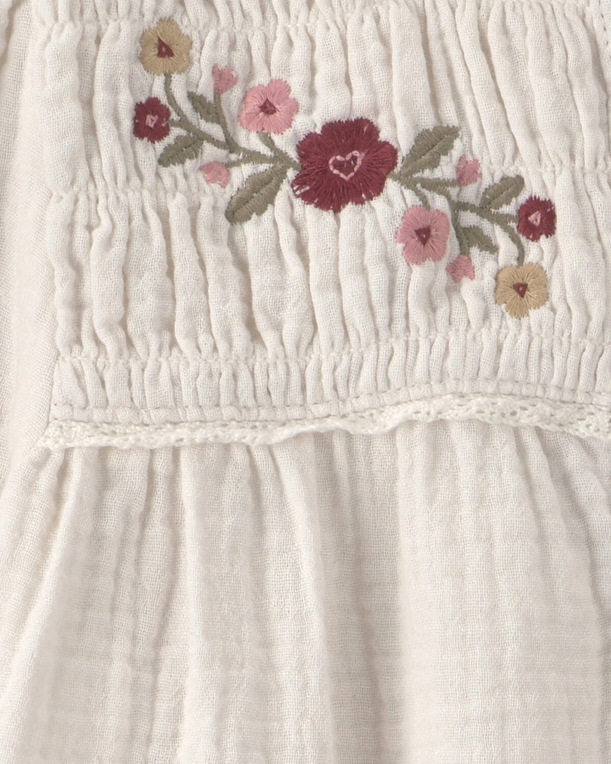 Toddler Girl Organic Cotton Embroidered Gauze Top - Image 3