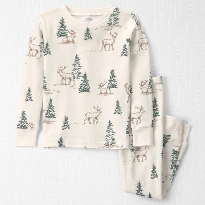 Toddler 2-Piece Organic Cotton Pajamas in Reindeer Forest