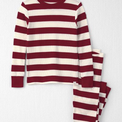 Toddler 2-Piece Organic Cotton Ribbed Pajamas in Stripes