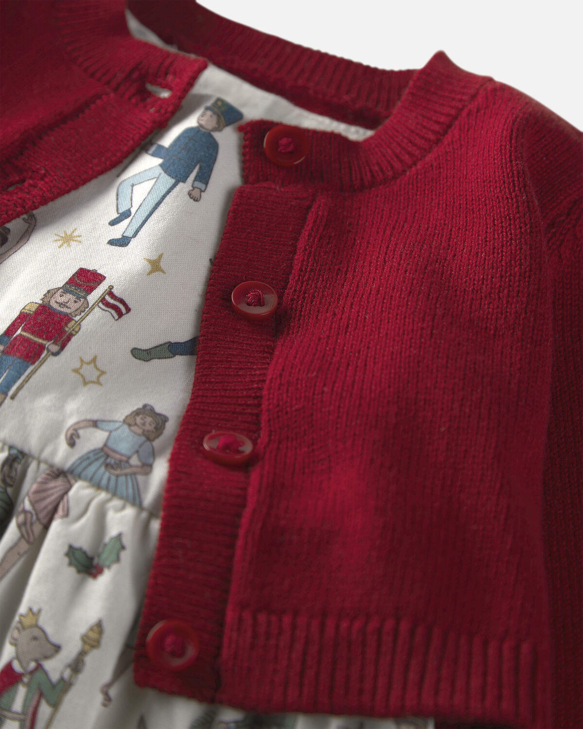Toddler Girl 2-Piece Organic Cotton Cardigan Dress Set in Nutcracker - Image 4