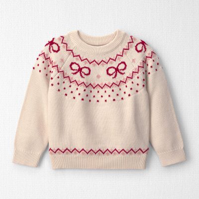 Toddler Girl Organic Cotton Fair Isle Sweater Knit Pullover