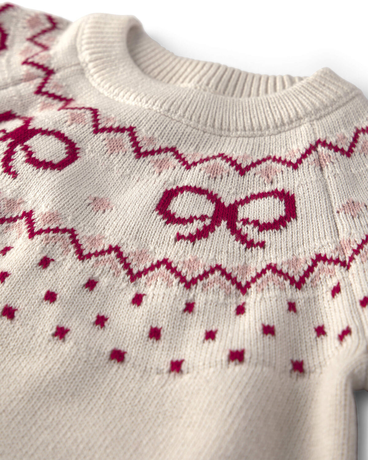 Toddler Girl Organic Cotton Fair Isle Sweater Knit Pullover - Image 3