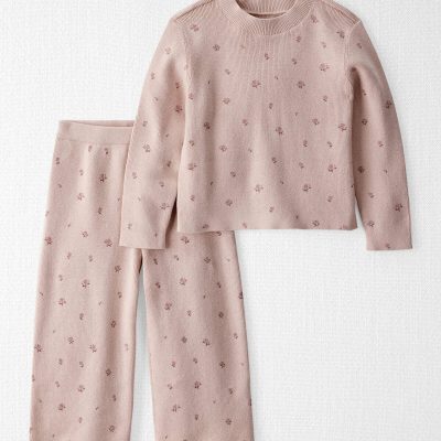 Toddler Girl 2-Piece Organic Cotton Sweater Knit Top & Pant Set