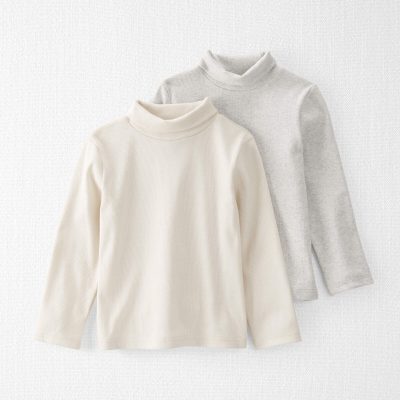 Toddler 2-Pack Organic Cotton Rib Mock Neck Tops
