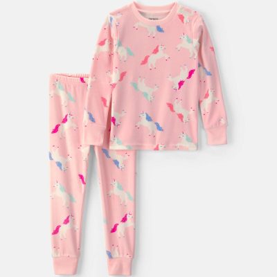 Toddler Girl 2-Piece Unicorn DreamPlush Snug Fit Pajama Set - Pink