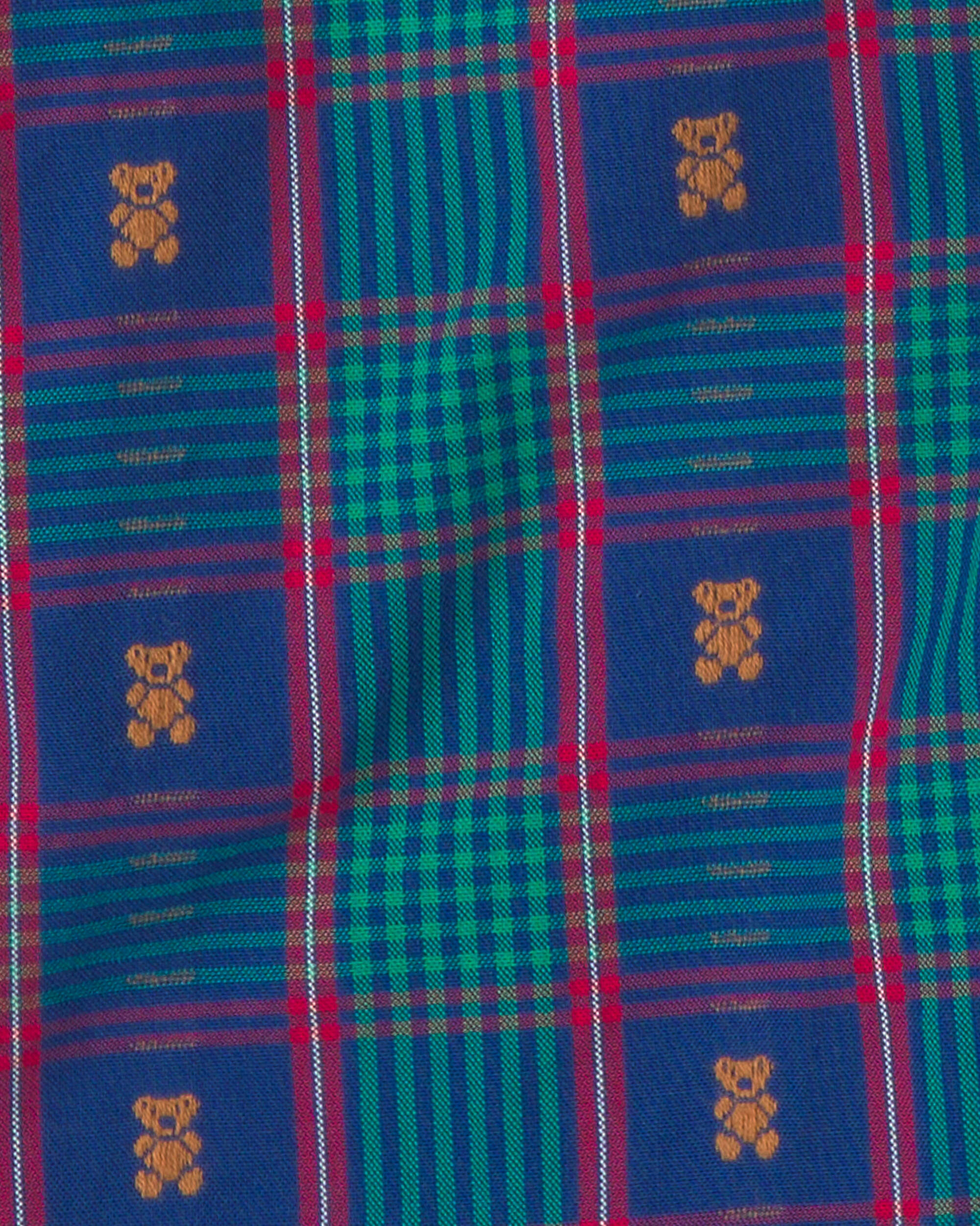 Toddler Girl Plaid Bear Overalls - Blue - Image 4