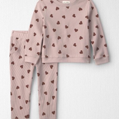Toddler Girl Waffle Knit Top & Pant Set Made with Organic Cotton