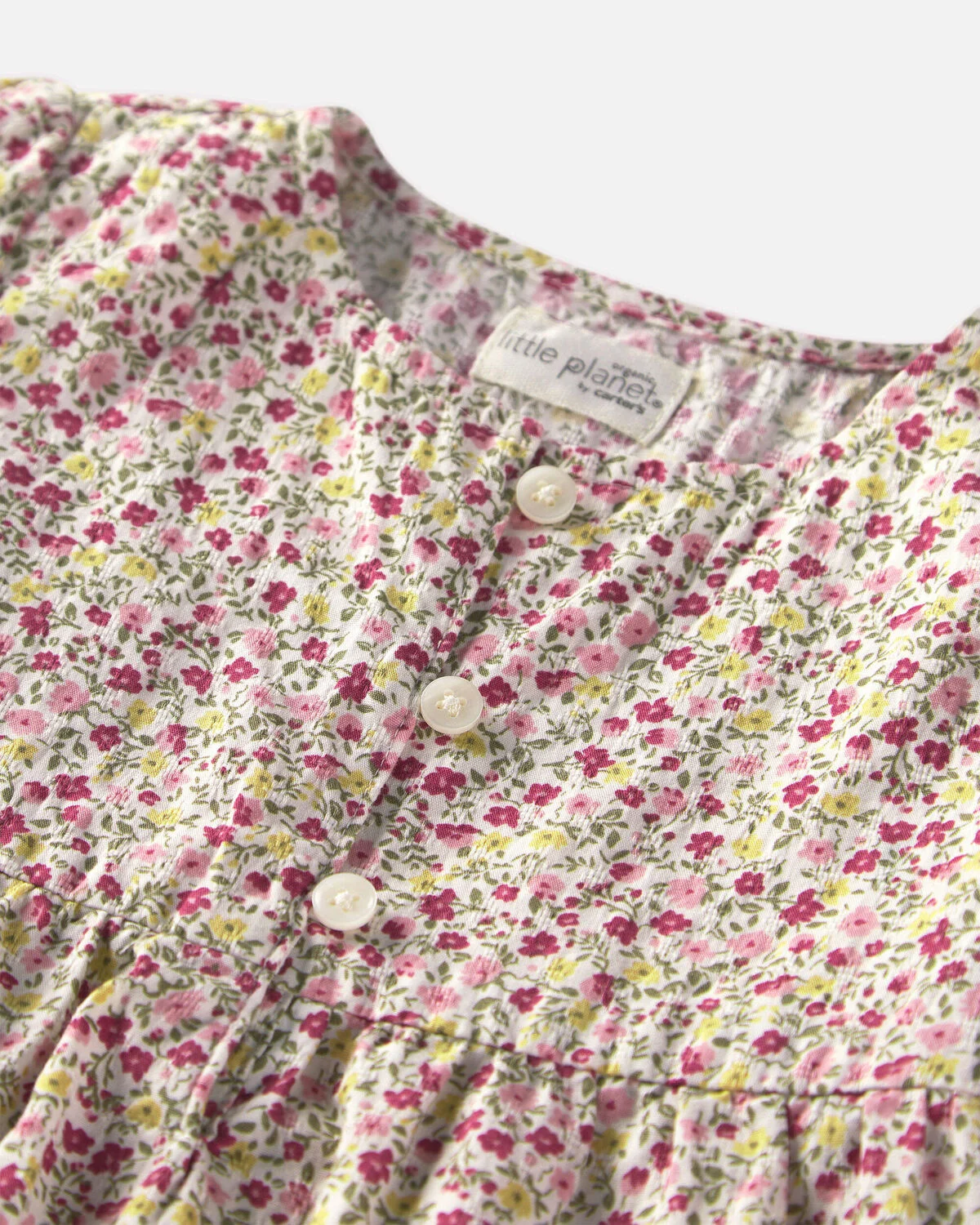 Toddler Girl Organic Cotton Dobby Dress in Floral - Image 3