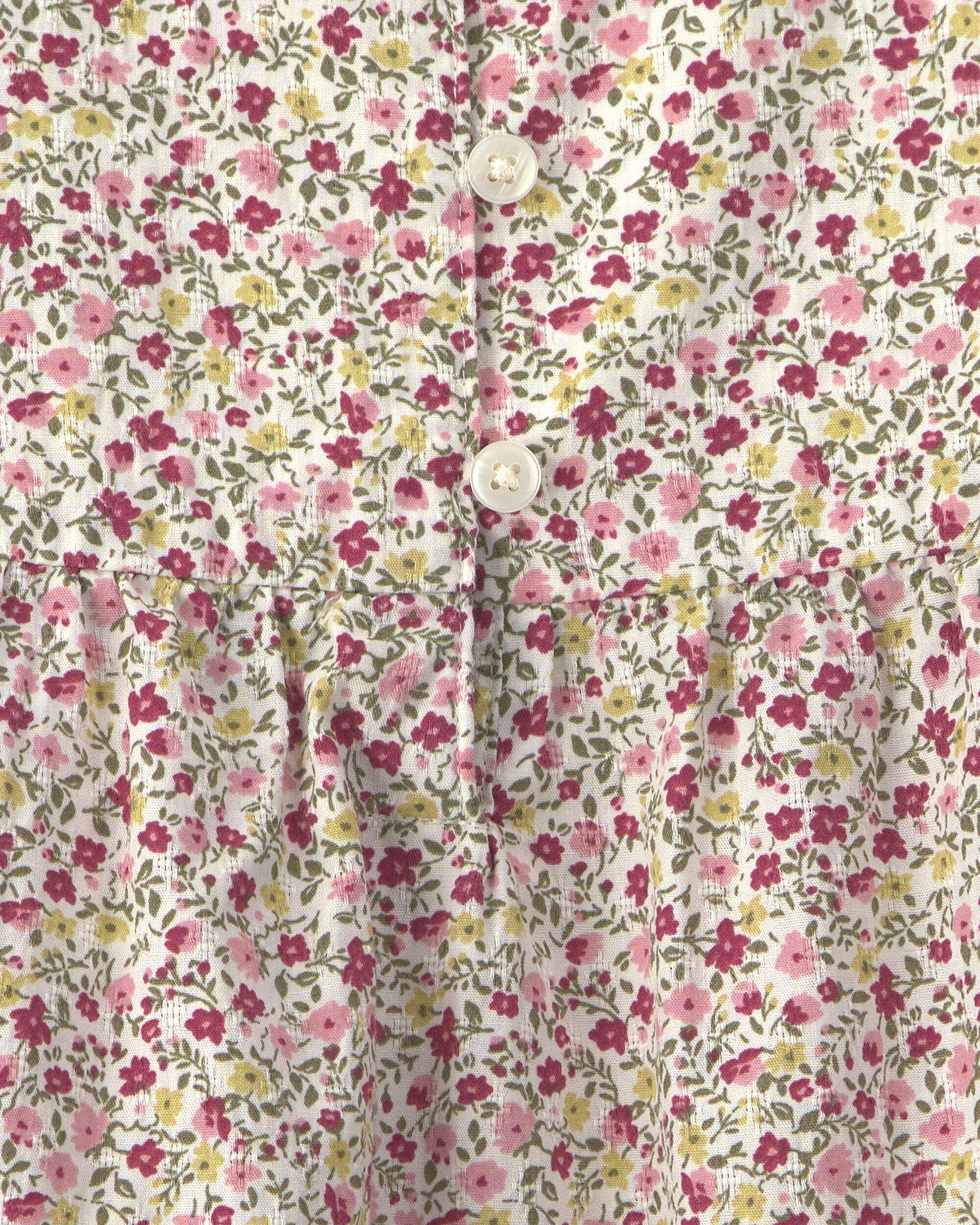 Toddler Girl Organic Cotton Dobby Dress in Navy Floral - Image 6