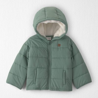 Toddler Recycled Teddy Fleece Hooded Puffer Jacket