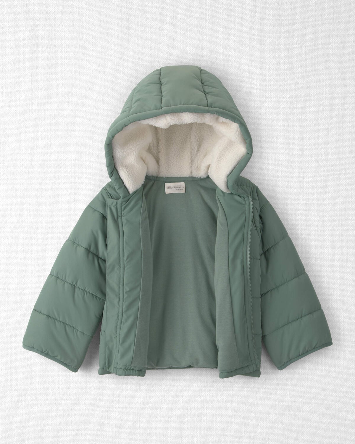 Toddler Recycled Teddy Fleece Hooded Puffer Jacket - Image 2