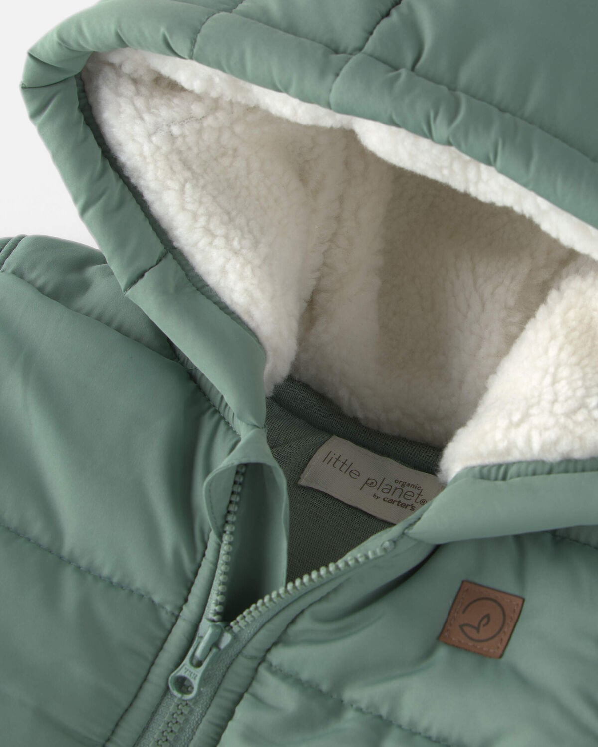 Toddler Recycled Teddy Fleece Hooded Puffer Jacket - Image 3