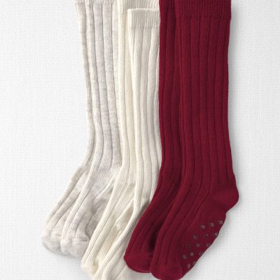 Toddler Girl 3-Pack No-Slip Knee-High Socks Made with Organic Cotton