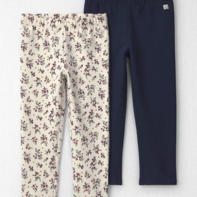 Toddler Girl 2-Pack Recycled Fleece Bottoms Made with Organic Cotton
