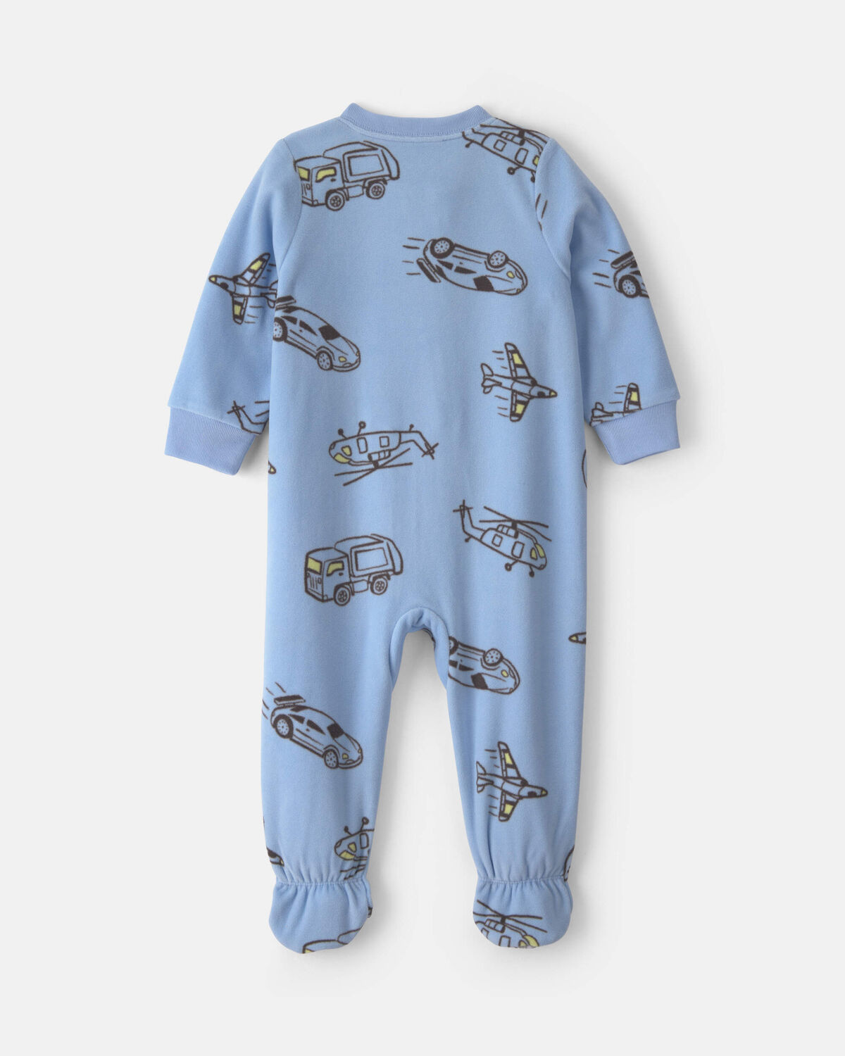 Toddler Boy 1-Piece Racecar Fleece Loose Fit Footed Pajama - Blue/Green - Image 2