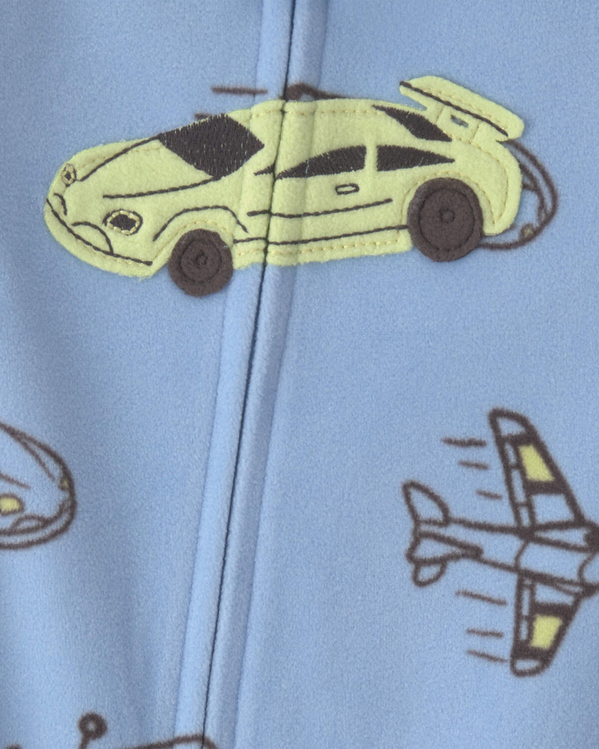 Toddler Boy 1-Piece Racecar Fleece Loose Fit Footed Pajama - Blue/Green - Image 3