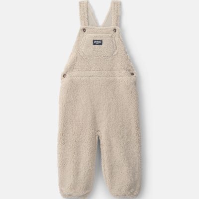 Toddler Teddy Fleece Overalls - Cream