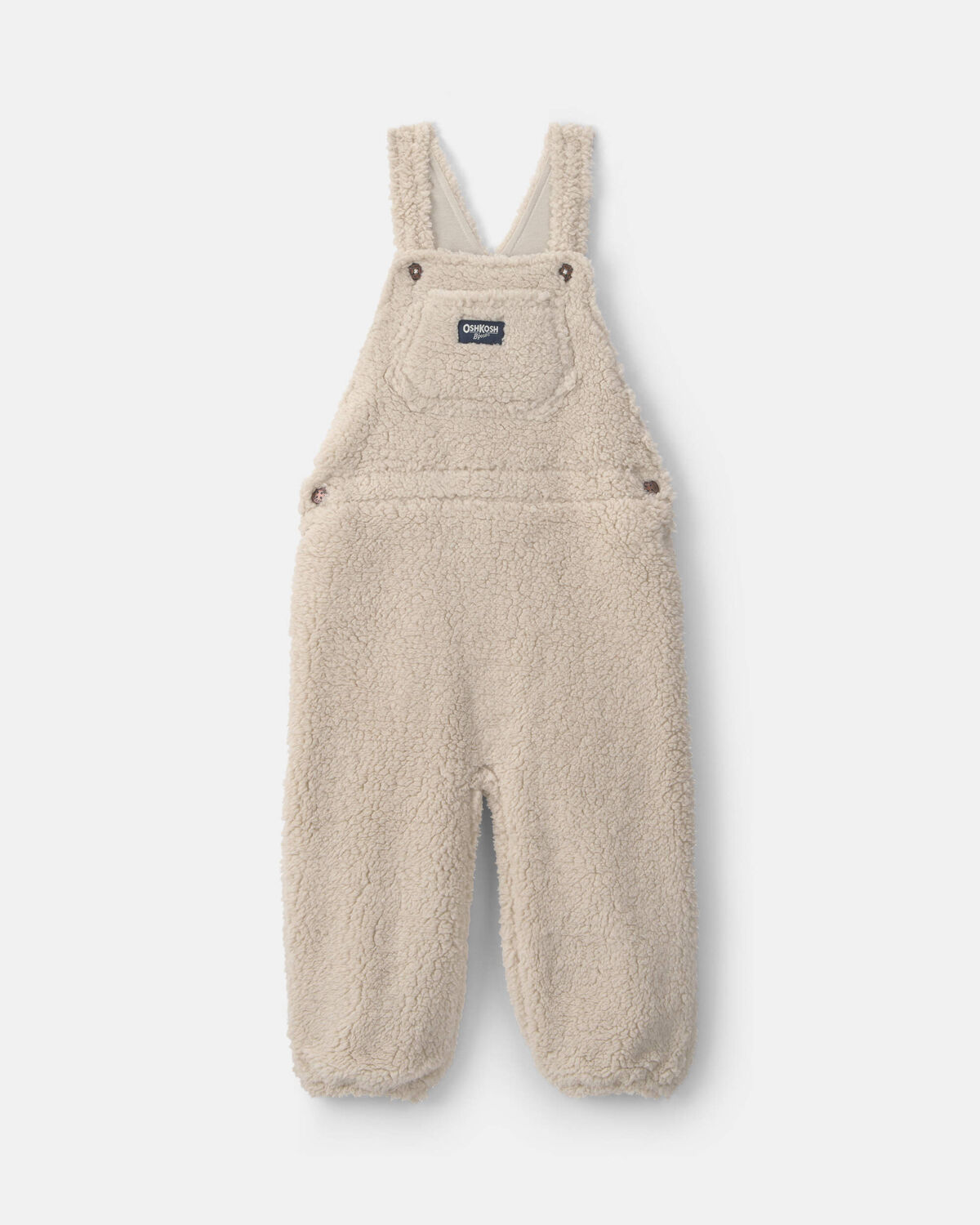 Toddler Teddy Fleece Overalls - Cream