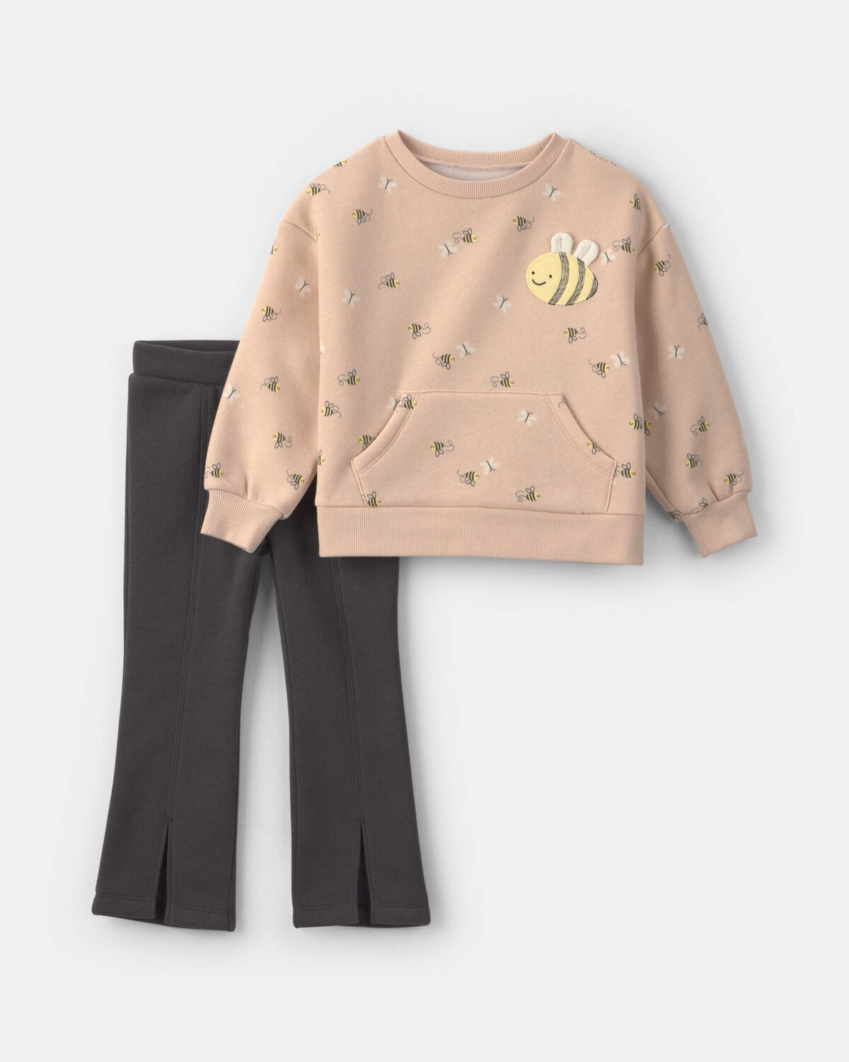 Toddler Girl 2-Piece Bee & Butterfly Fleece Long-Sleeve Top & Pant Set