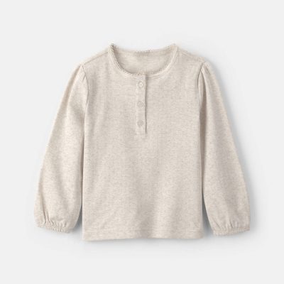 Toddler Girl Long-Sleeve Henley T-Shirt - Cream