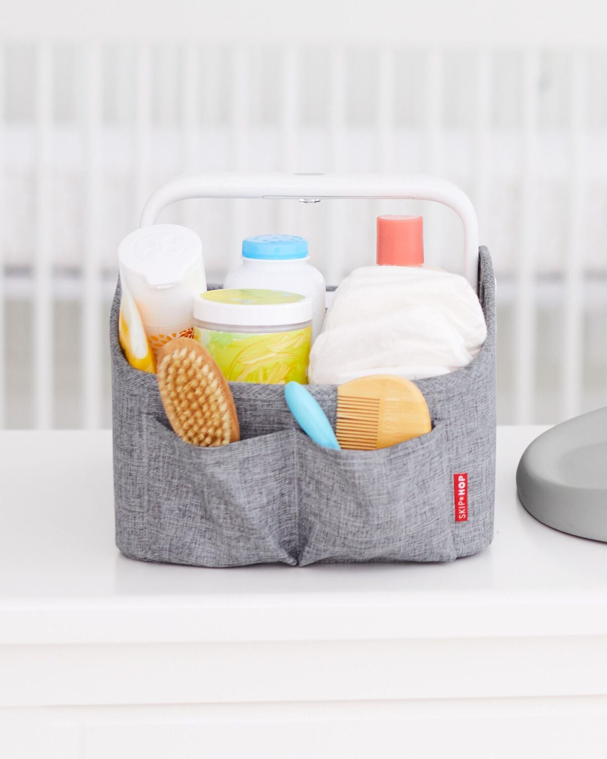 Nursery Style Light-Up Diaper Caddy - Heather Grey - Image 6