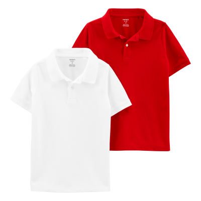 Boys 2-Pack Piqué Polos - Red/White