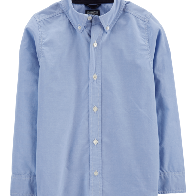 Boys Long Sleeve Button-Front Uniform Shirt - Blue