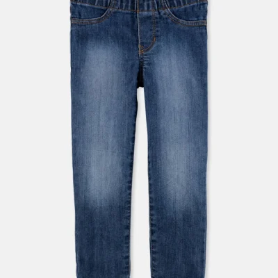 Girls Medium Wash Pull-On Skinny-Leg Jegging